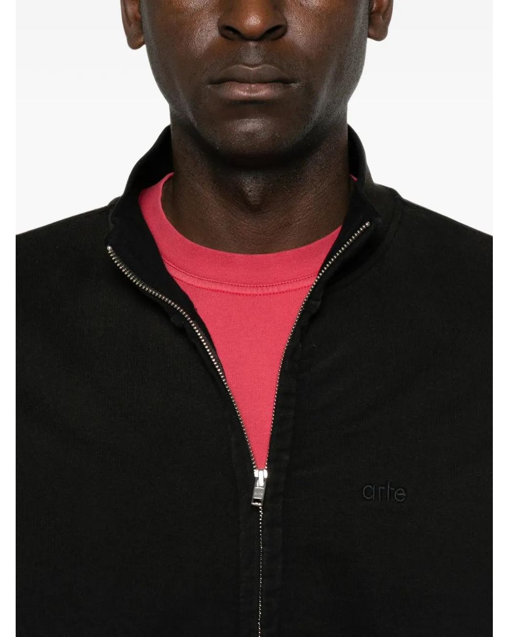 Arte' Black Sunfade Zip-Up Hoodie for men