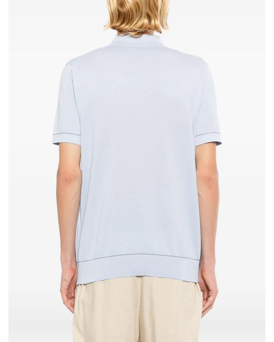 Brioni Blue Sea Island Piqué Cotton Polo Shirt for men