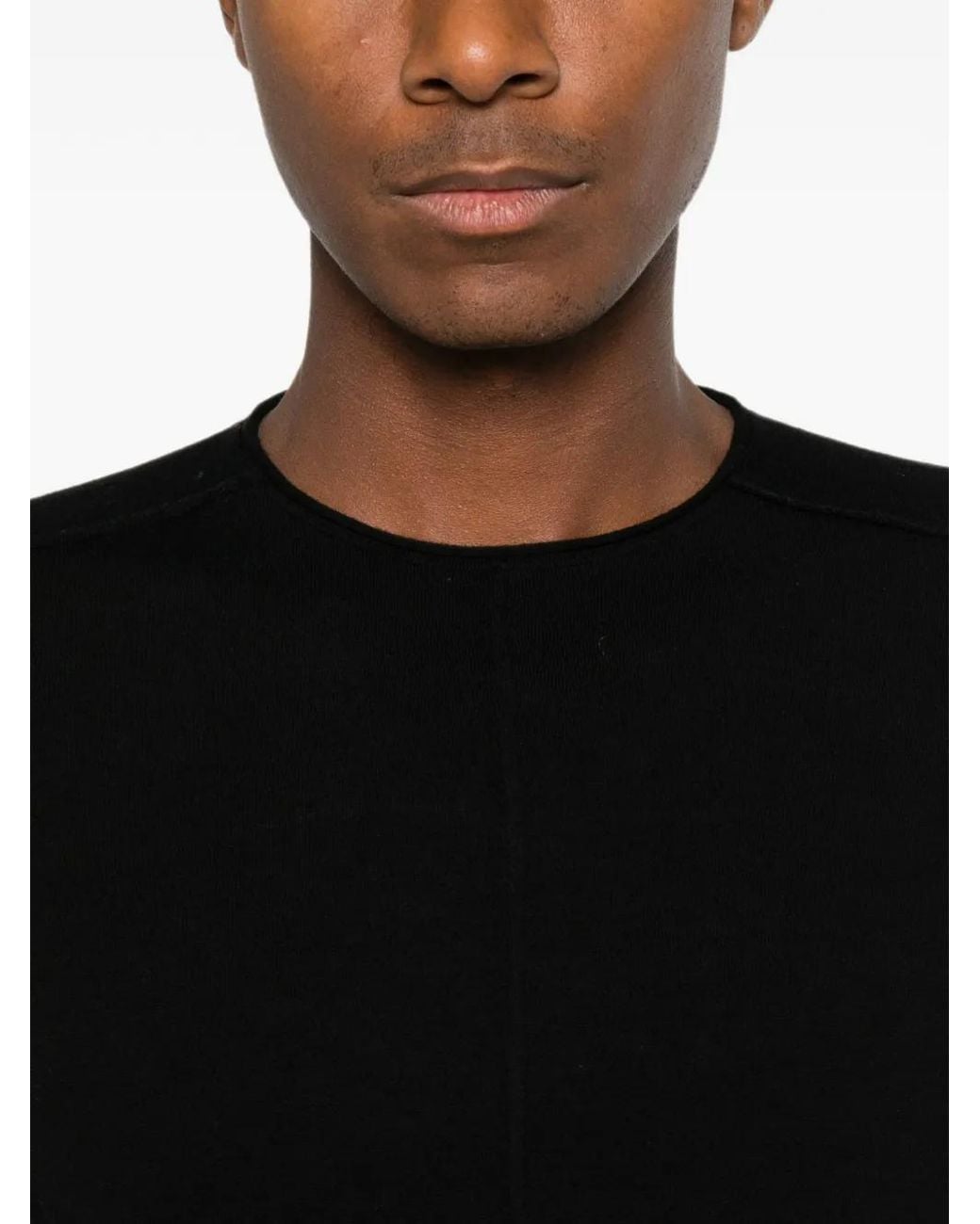 Thom Krom Black Exposed-Seam Crew-Neck Sweater for men