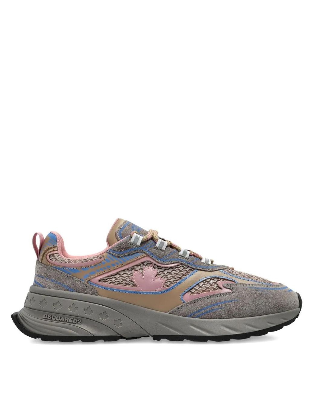 DSquared² Gray Sprinter Suede-Leather Mesh Sneakers