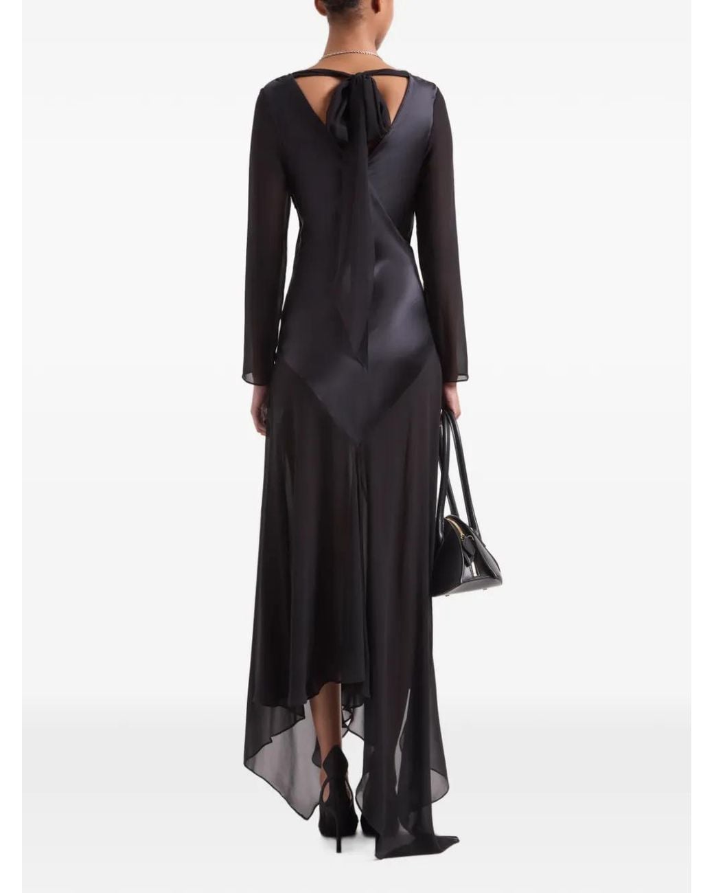 Nina Ricci Black Asymmetric Long-Sleeve Maxi Dress