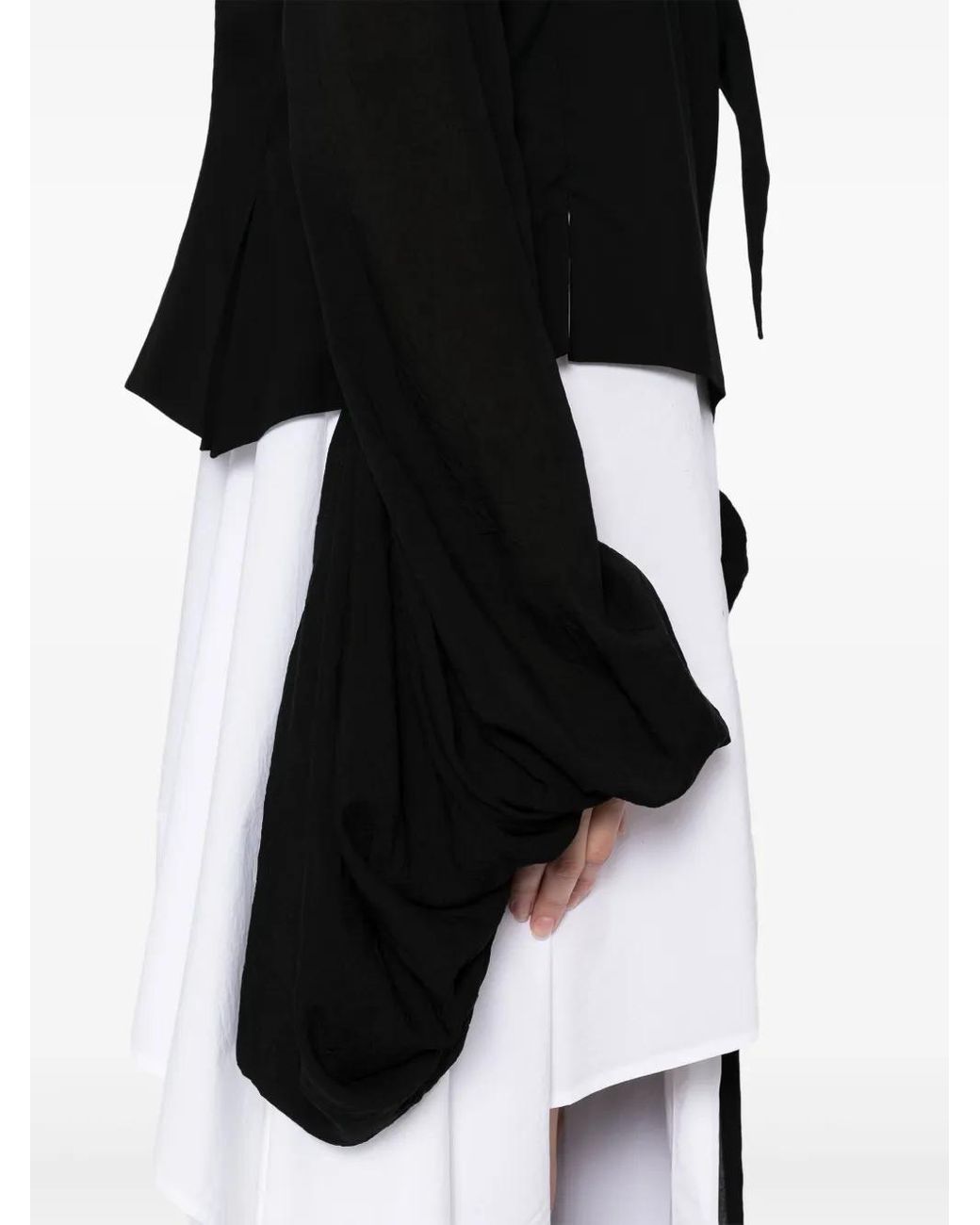 Yohji Yamamoto Black Balloon-Sleeves Wrap Blazer