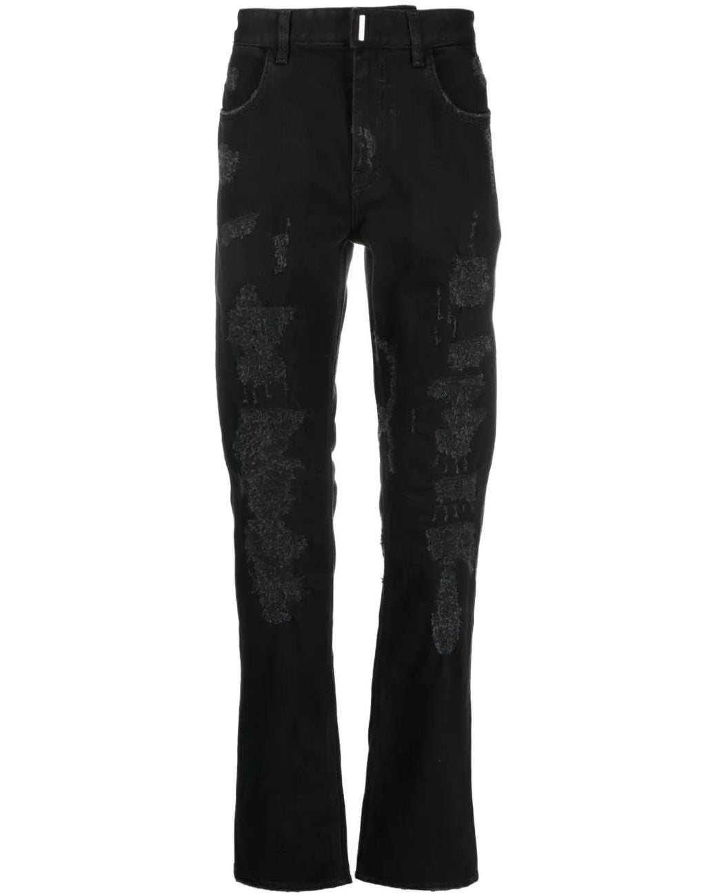 Givenchy Black Distressed-Effect Straight-Leg Jeans for men