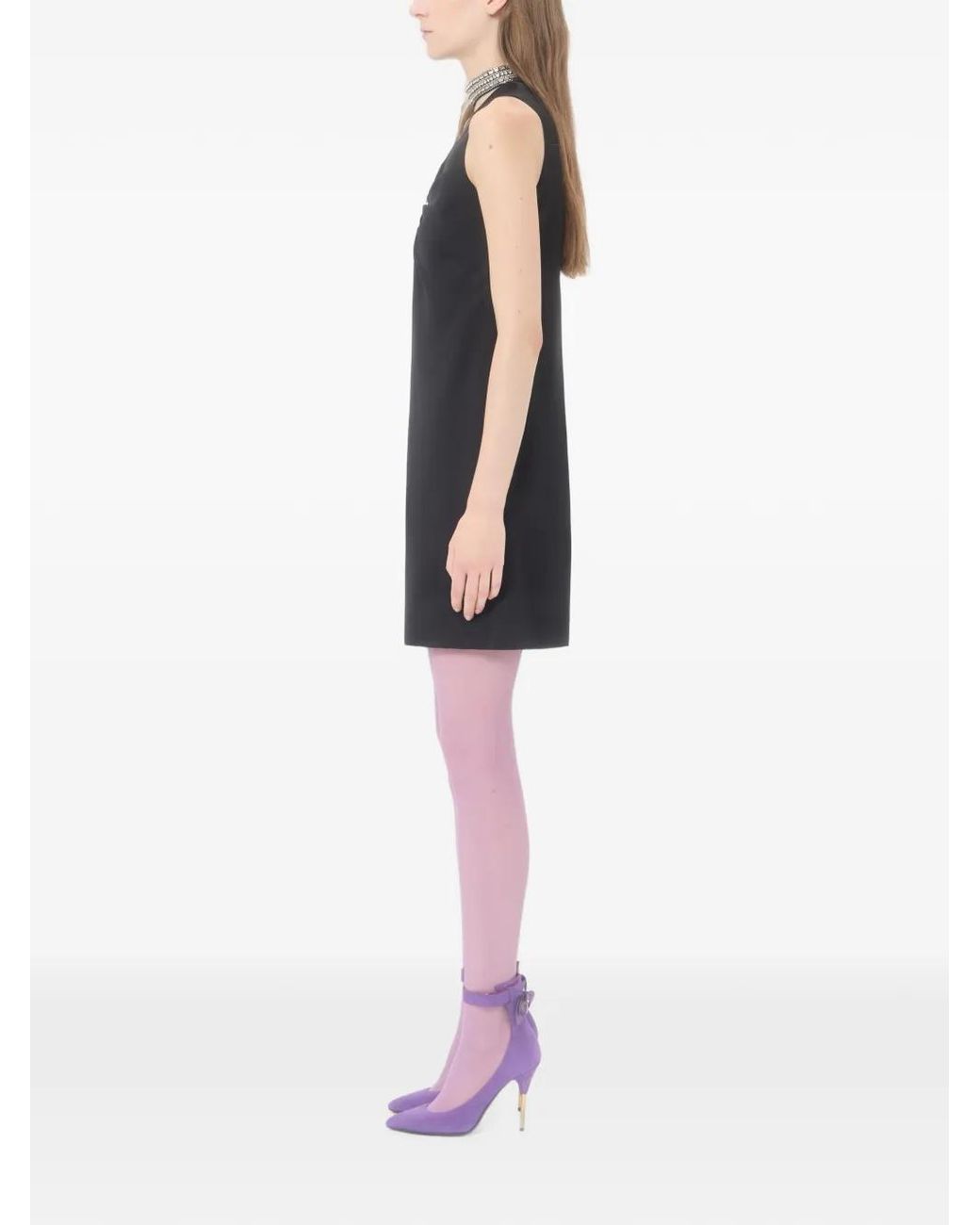 Valentino Garavani Black Jewel-Embellished Ruffled Dress
