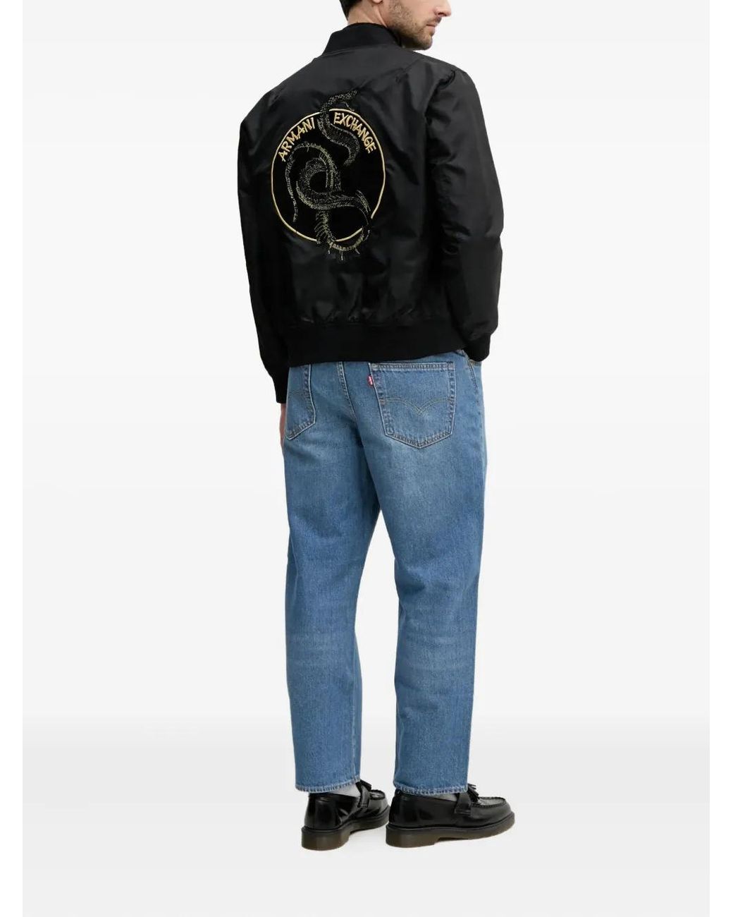 ARMANI EXCHANGE Embroidered-Snake Reversible Bomber Jacket in