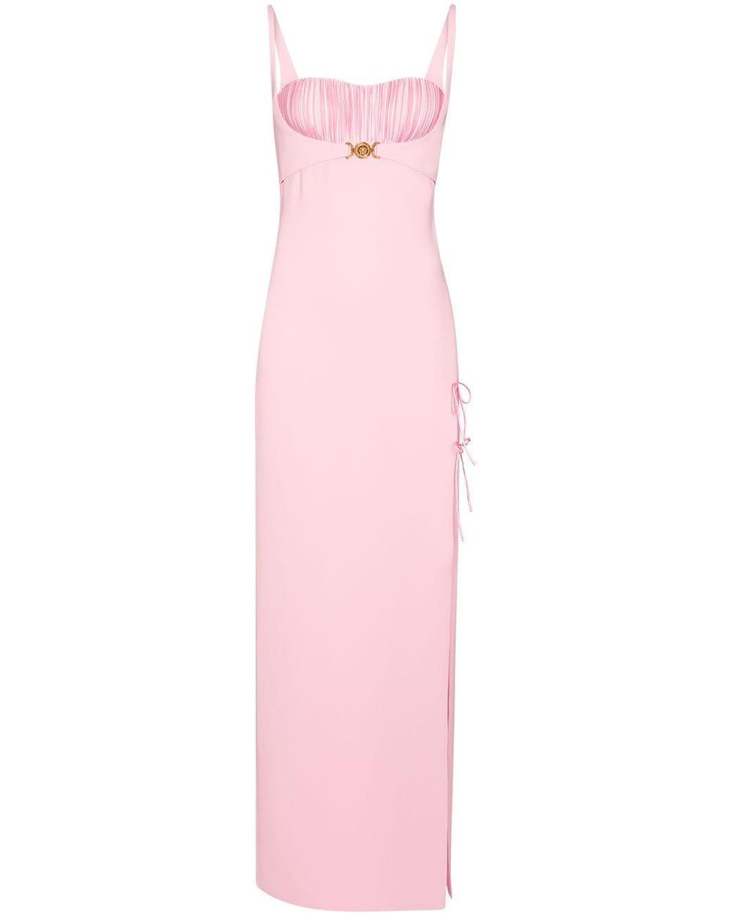 Versace Medusa Sweetheart-neck Maxi Dress in Pink