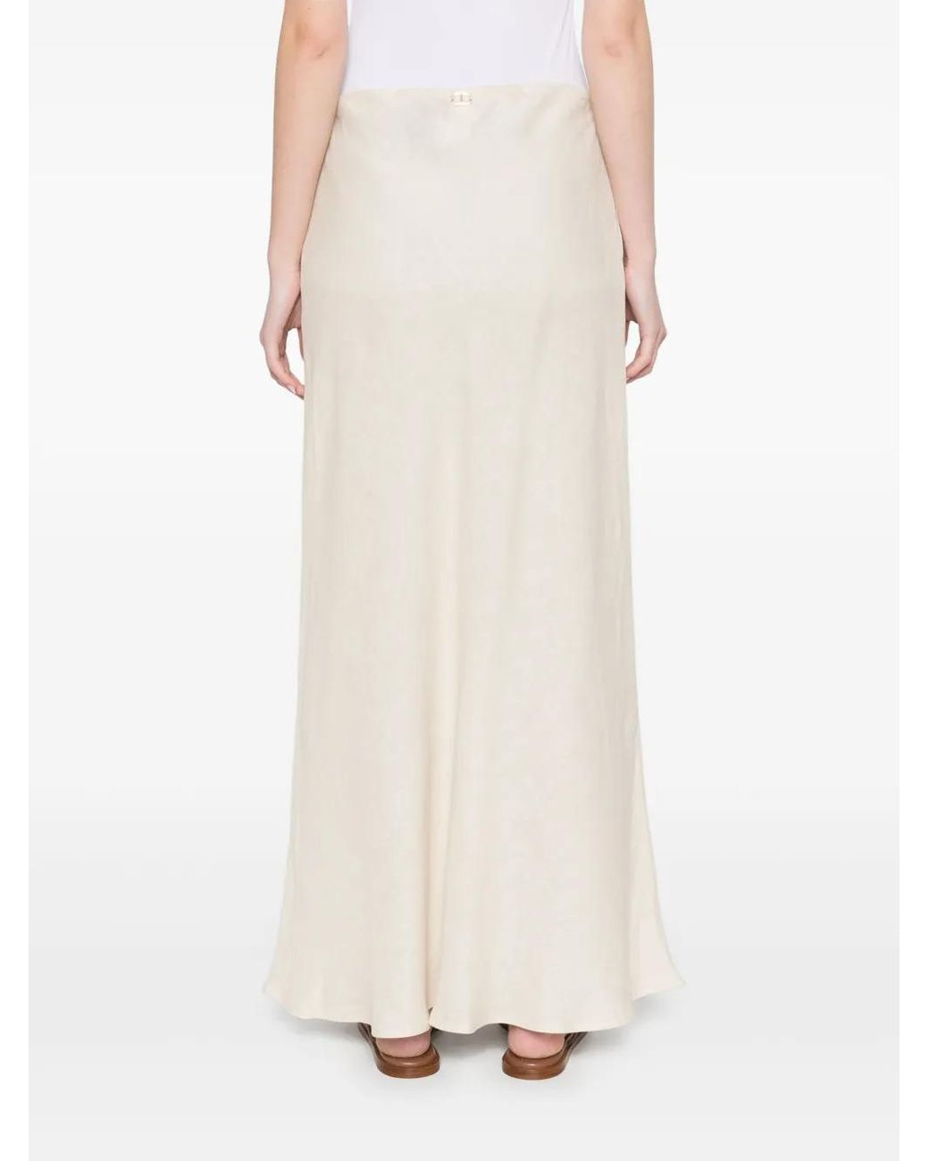 Twinset White Linen Maxi Skirt