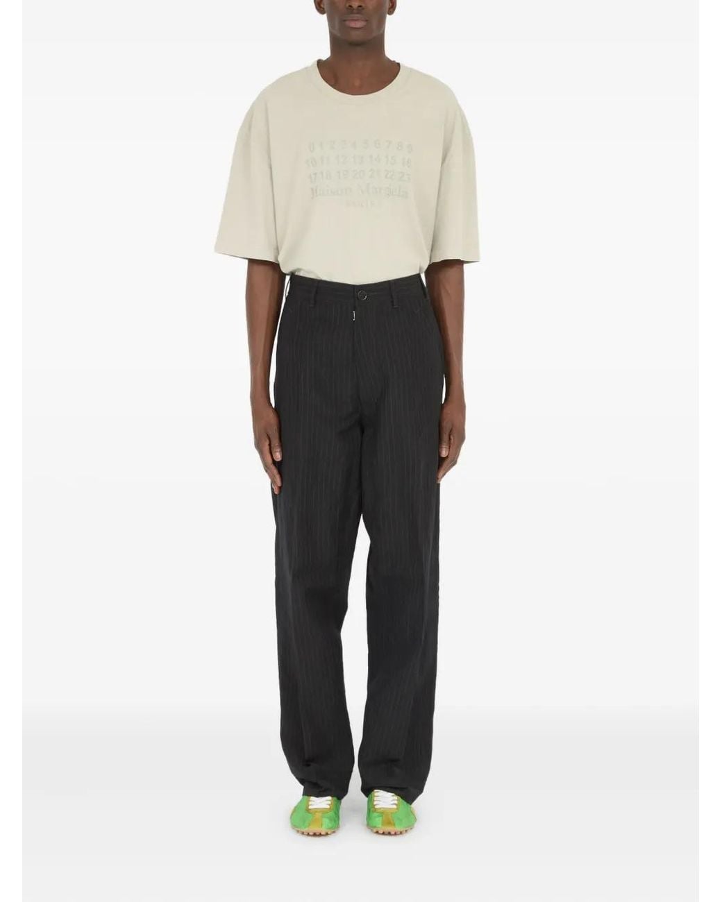 Maison Margiela Black Pinstripe-Pattern Trousers for men
