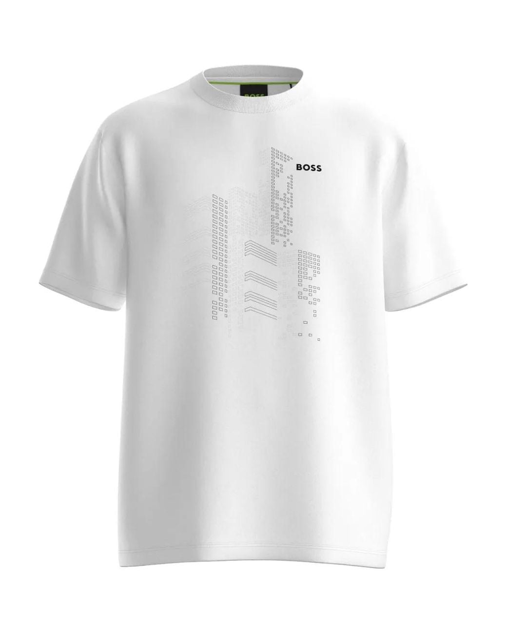 Boss White Graphic-Print T-Shirt for men