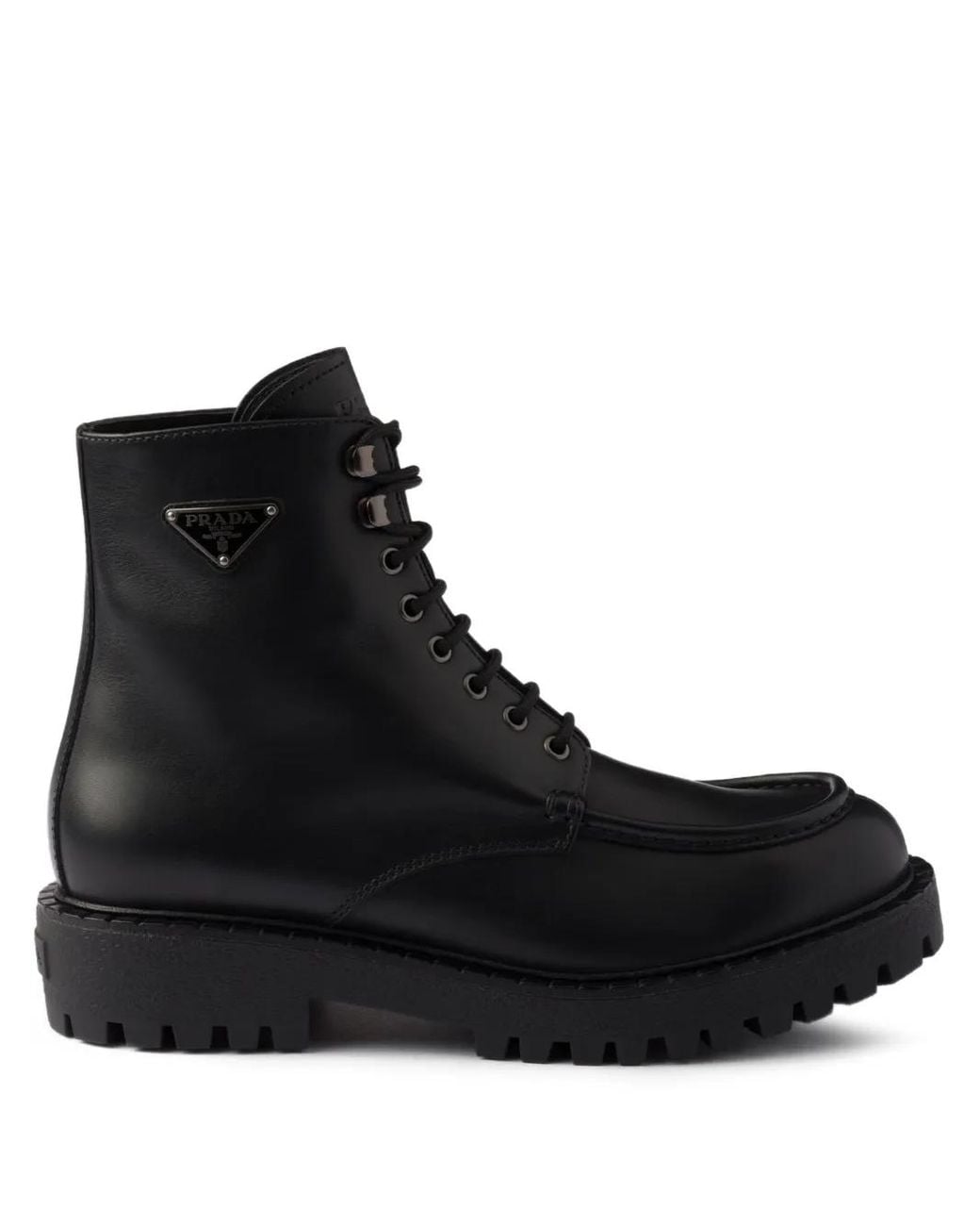 Stivaletti Stringati di Prada in Black da Uomo
