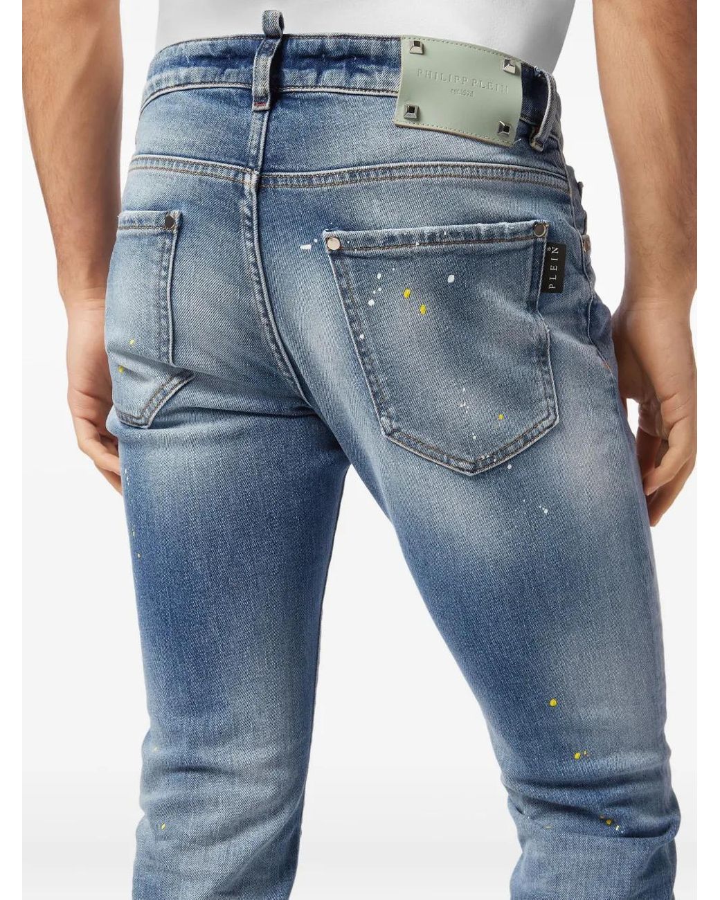 Philipp Plein Blue 5-Pocket Super Straight Cut Jeans for men