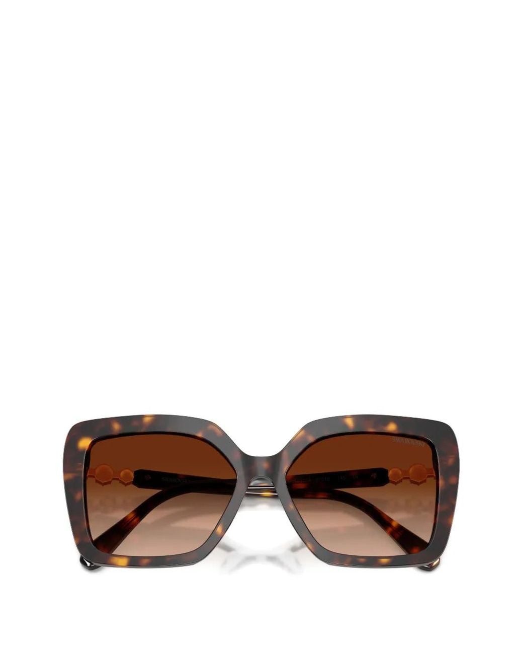 Swarovski Brown Tortoiseshell-Effect Square-Frame Sunglasses