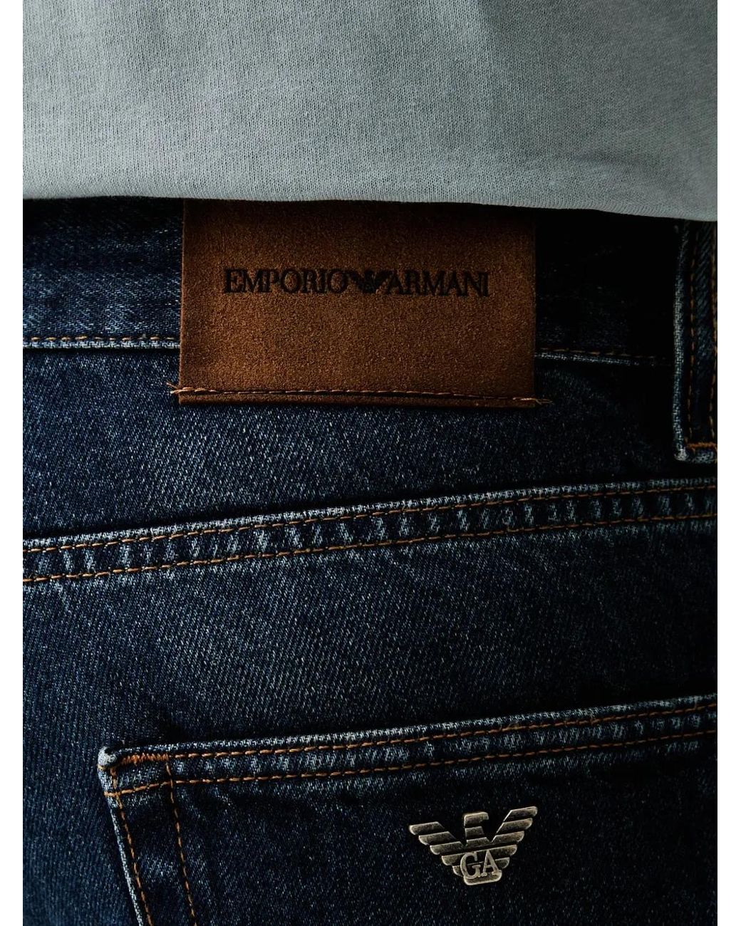Emporio Armani Blue Jean Droit À Plaque Logo for men
