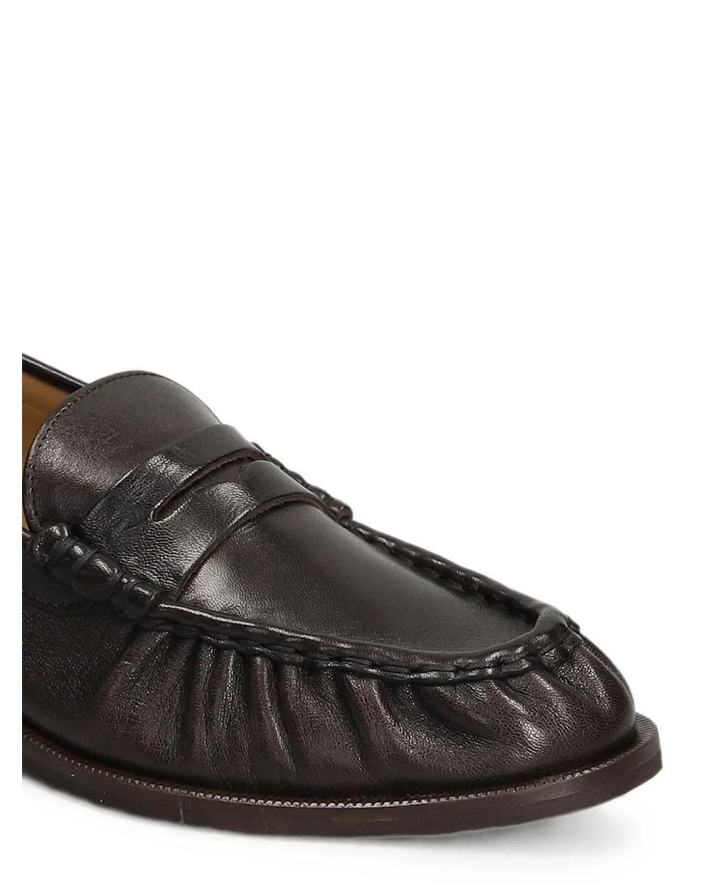 Julie Dee Black Gathered Leather Loafers