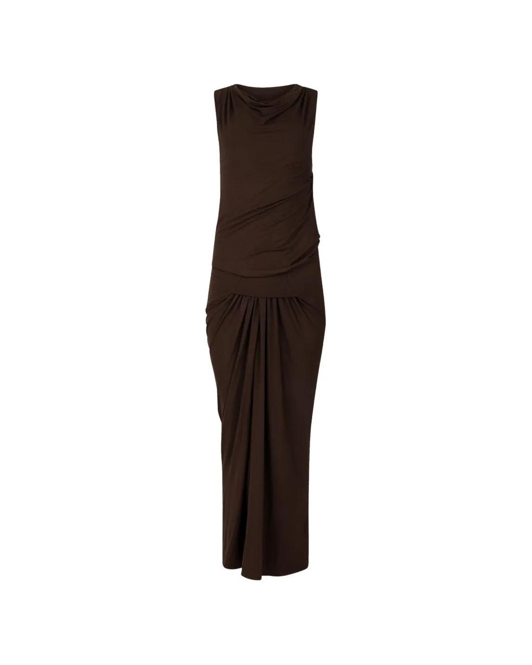 Entire studios Brown Draped Cowl-Neck Sleveless Dress