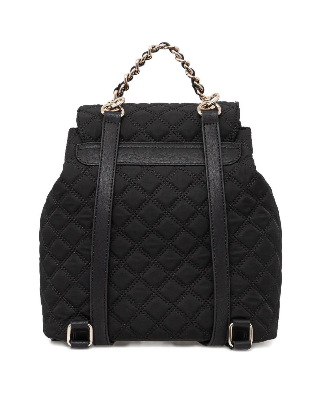GUESS Quilted Black Backpack with Gold Chain & Turn-Lock GUESS Quilted Black Faux Leather Backpack - Gold Chain  main image 3