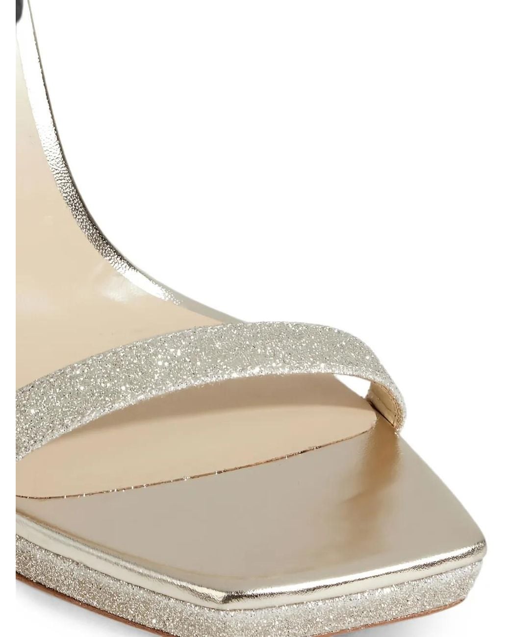 Jimmy Choo White Alva Glittered Platform Sandals