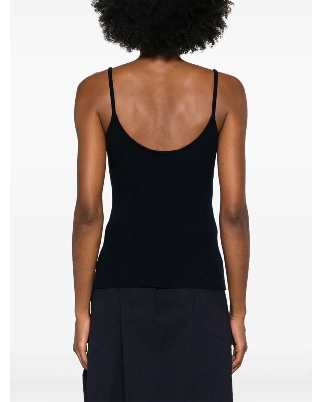 Courreges Black Geripptes Tanktop