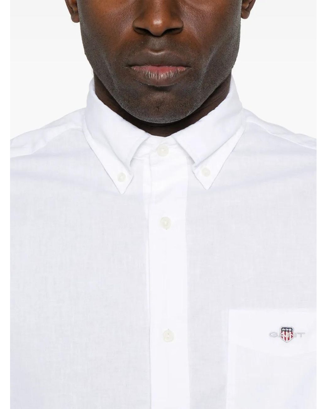 Gant White Logo-Embroidered Shirt for men