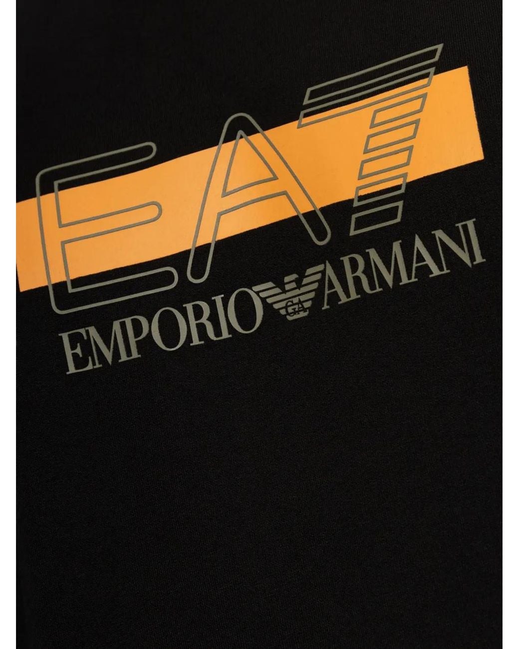 EA7 Black Long-Sleeve Logo-Print Sweatshirt for men