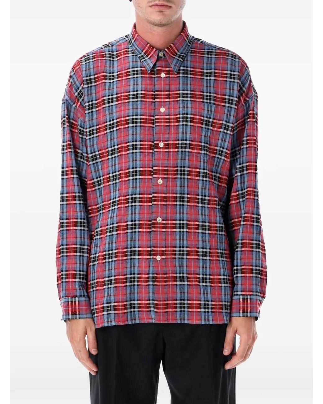 sunflower Red Stable Check-Pattern Button-Down Shirt for men