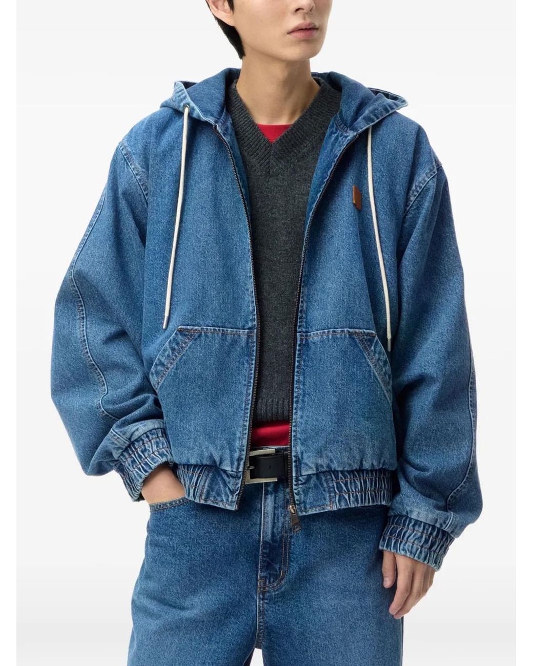 Adererror Blue Hooded Zip-Up Jacket
