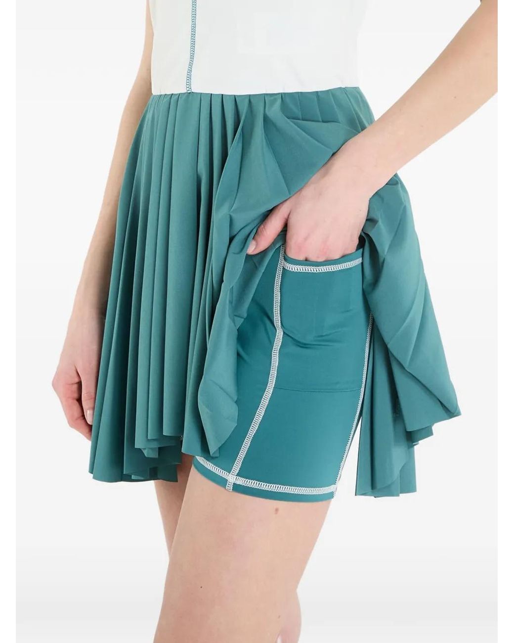 EA7 Blue Tennis Pro Pleated Sleeveless Mini Dress