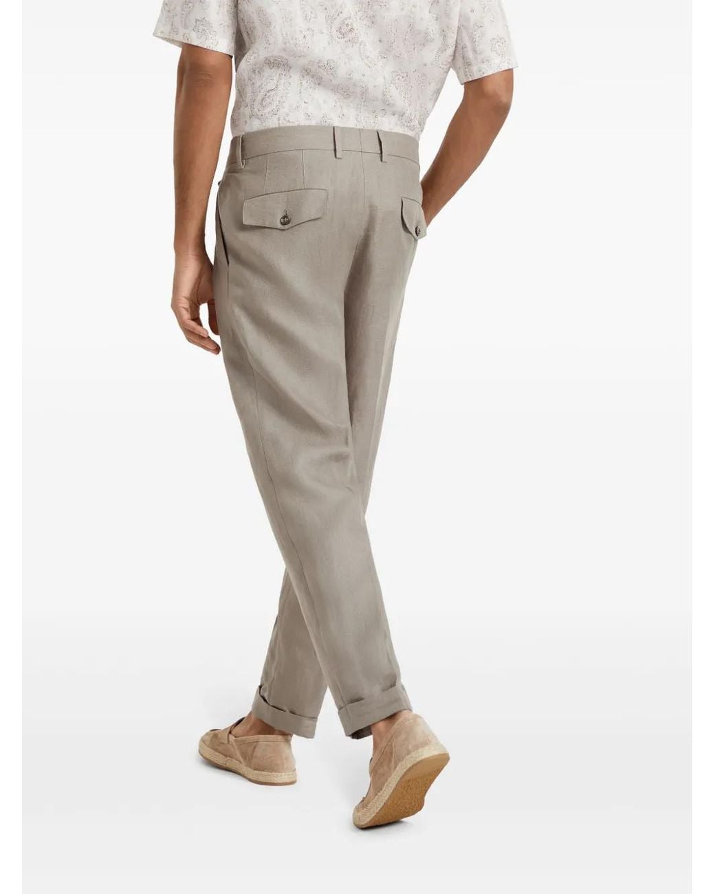 Brunello Cucinelli Natural Straight-Leg Linen Trousers for men