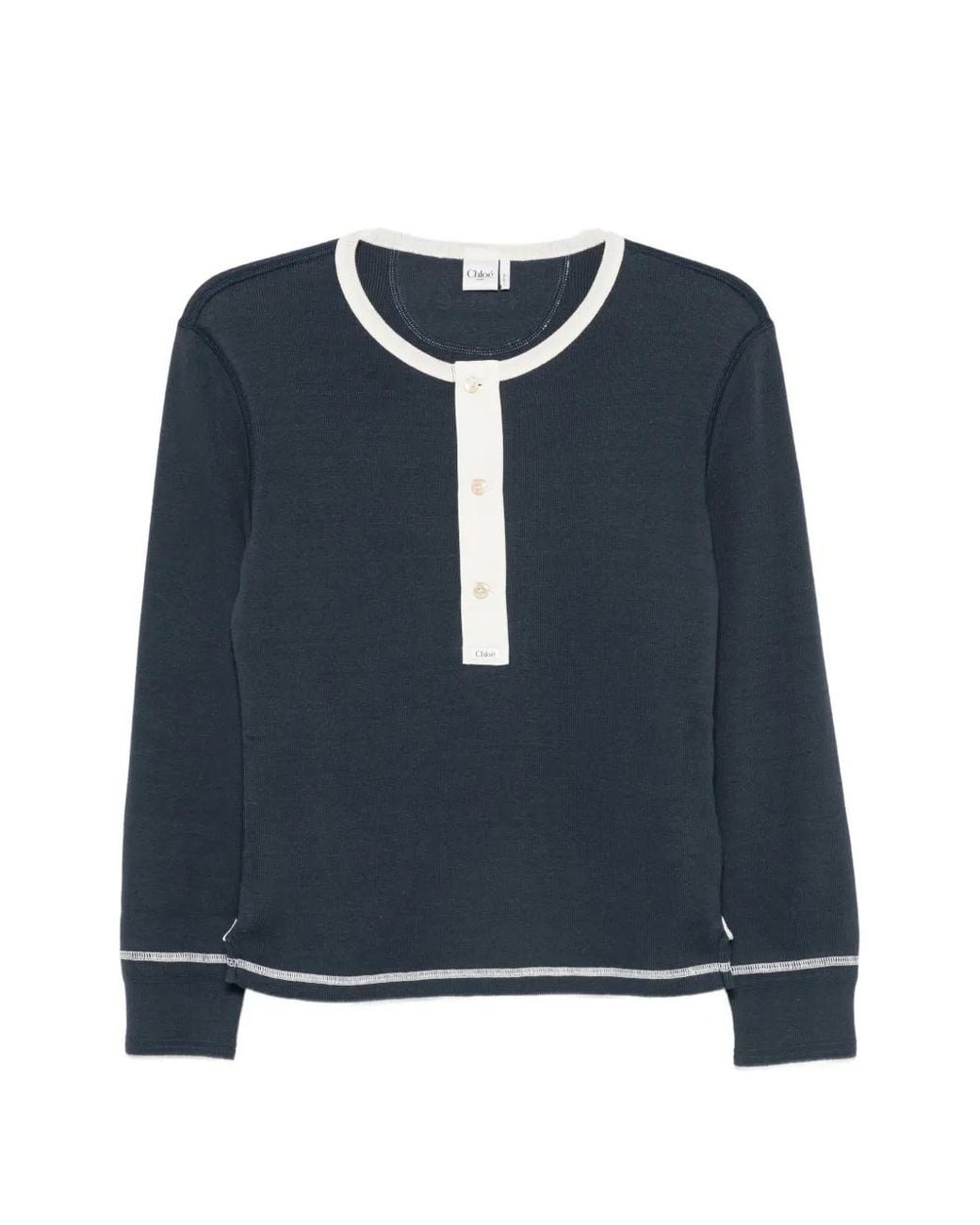 Chloé Blue Fitted Henley Shirt