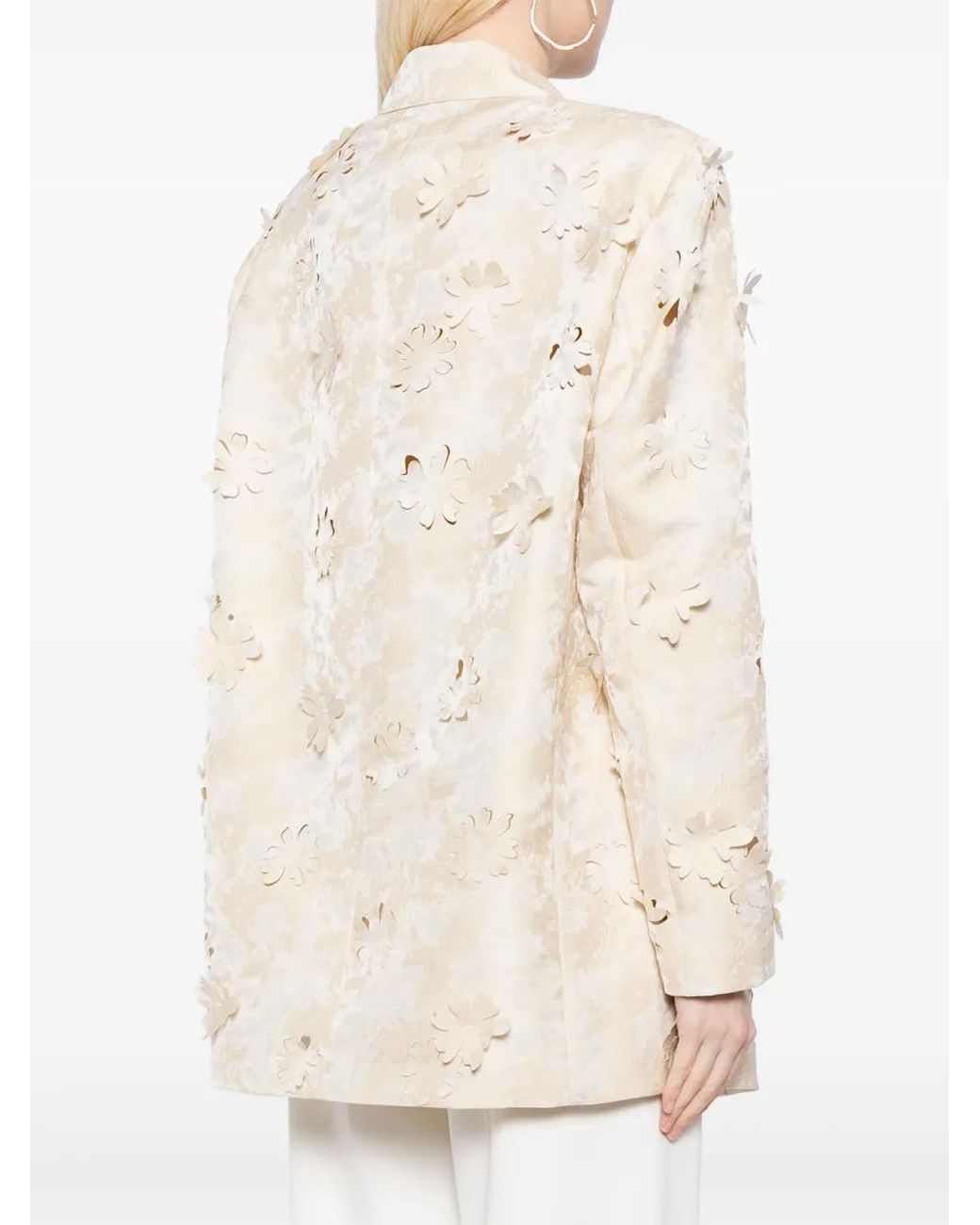 JNBY Natural Floral-Appliqué Single-Breasted Blazer