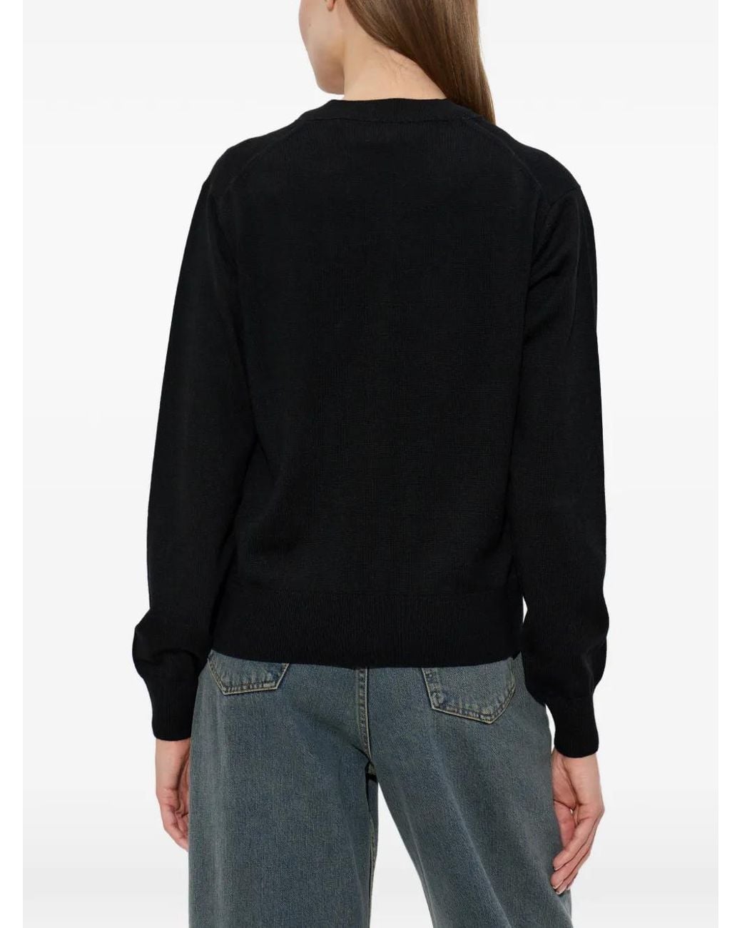 KENZO Black Signature Logo-Embroidered Wool Cardigan