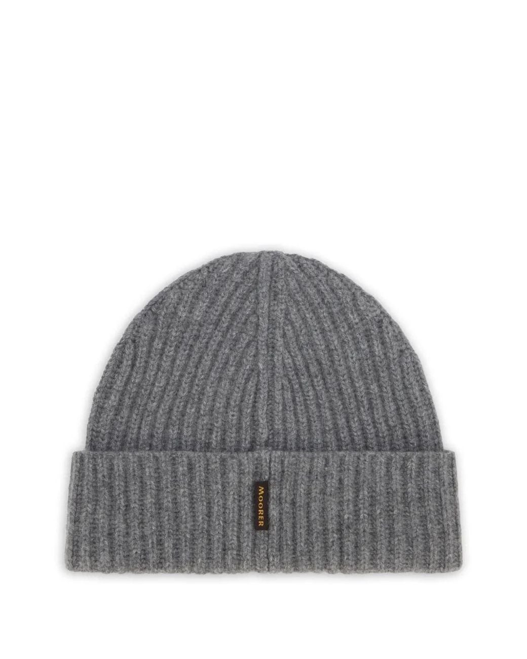 Moorer Gray Davis Ribbed-Knit Beanie Hat for men