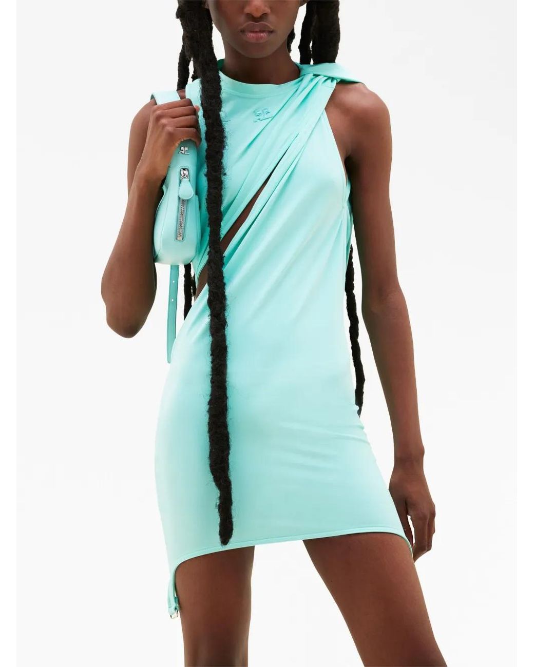 Courreges Gesmockte Midi-Jurk in het Blue