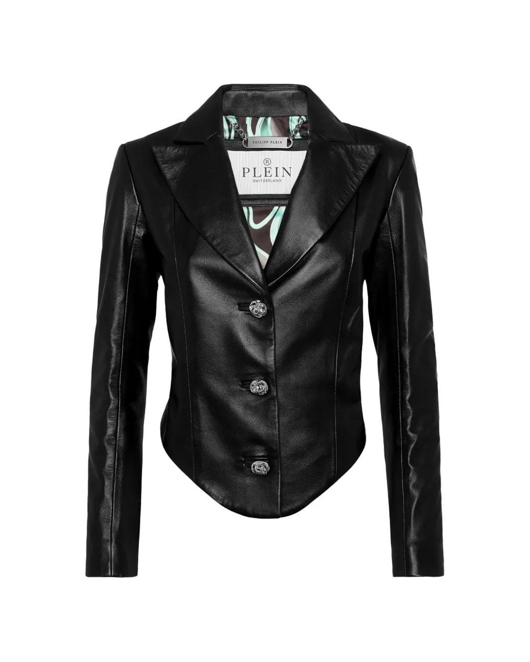 Philipp Plein Black 'Flame' Long Sleeve Vintage Leather Blazer