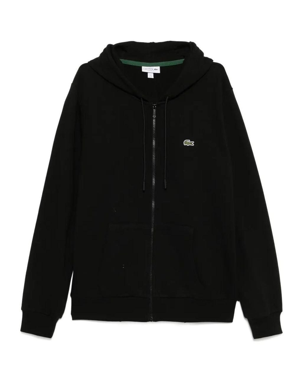 Lacoste Black Classic Fit Zip-Up Fleece Hoodie for men