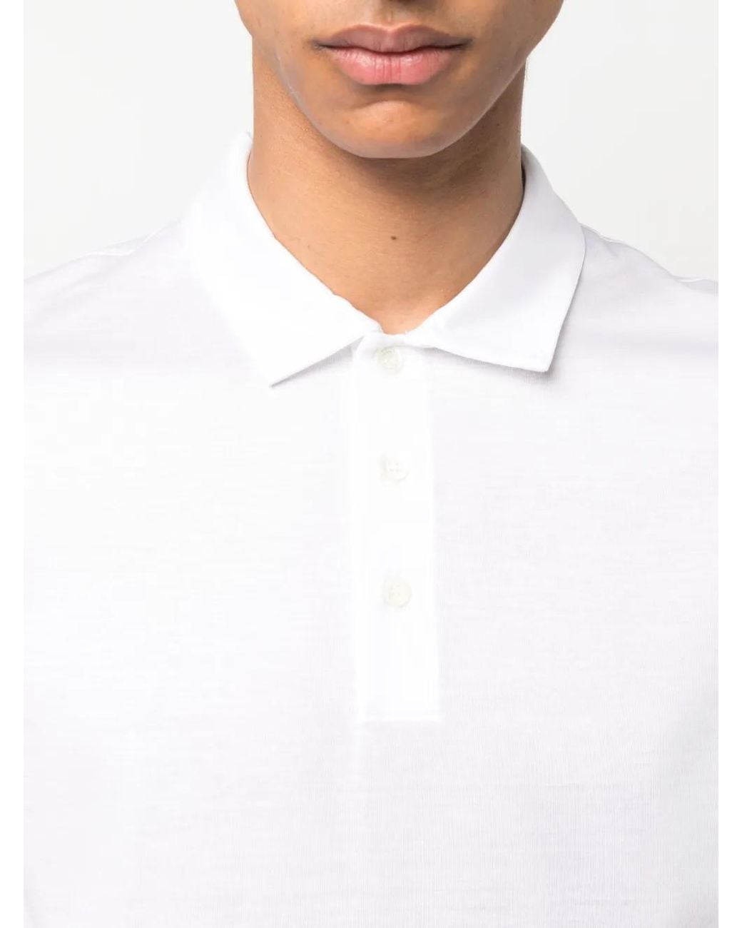 Canali White Knitted Polo Shirt for men
