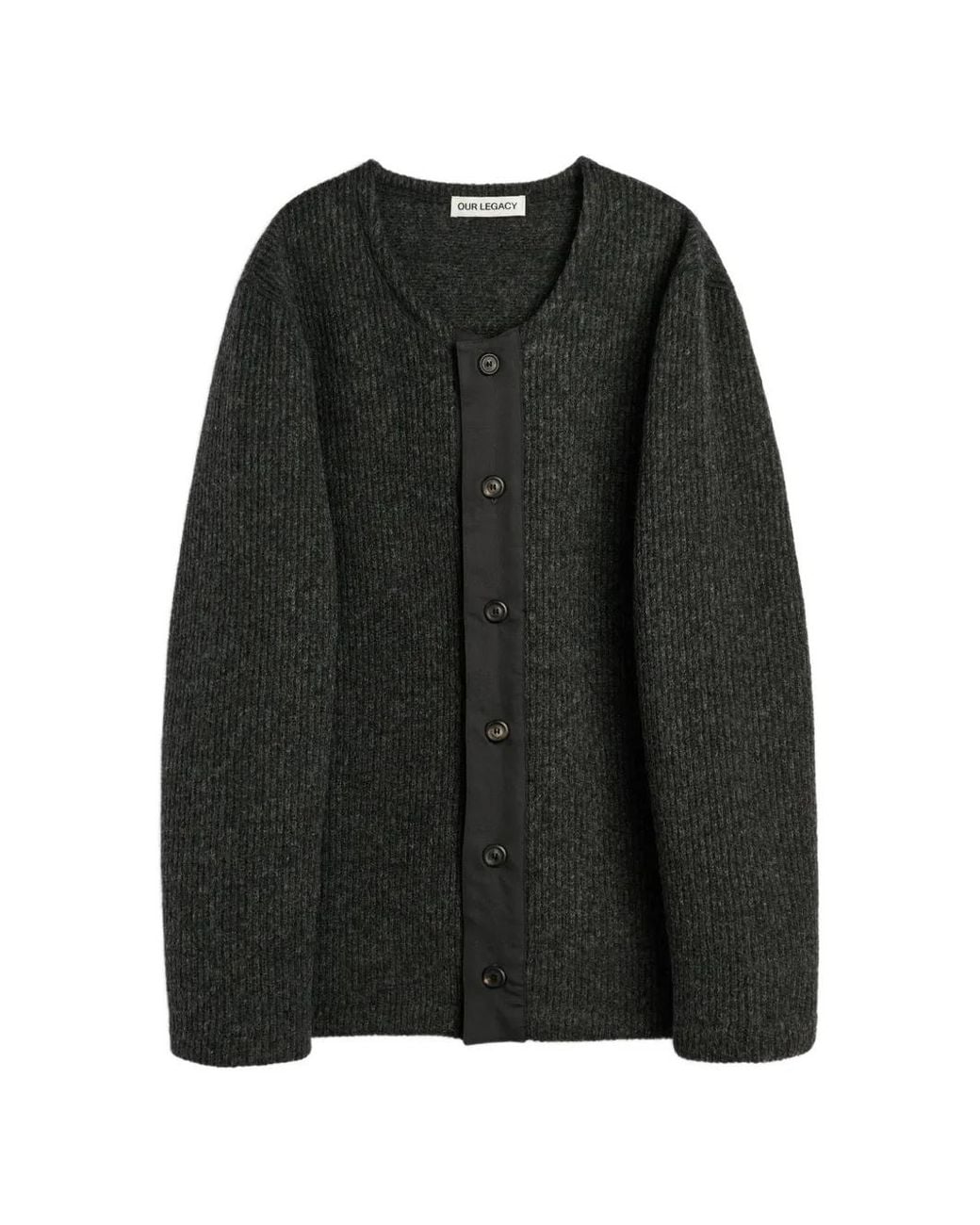 Our Legacy Black Ribbed-Knit Panelled Cardigan for men