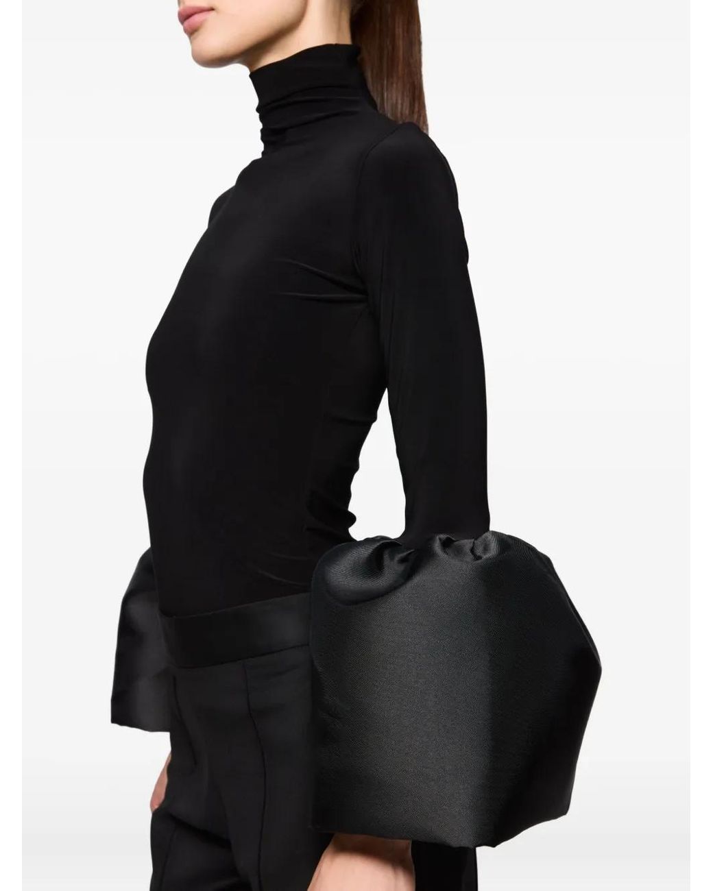 Atu Body Couture Black High-Neck Bell-Sleeve Top