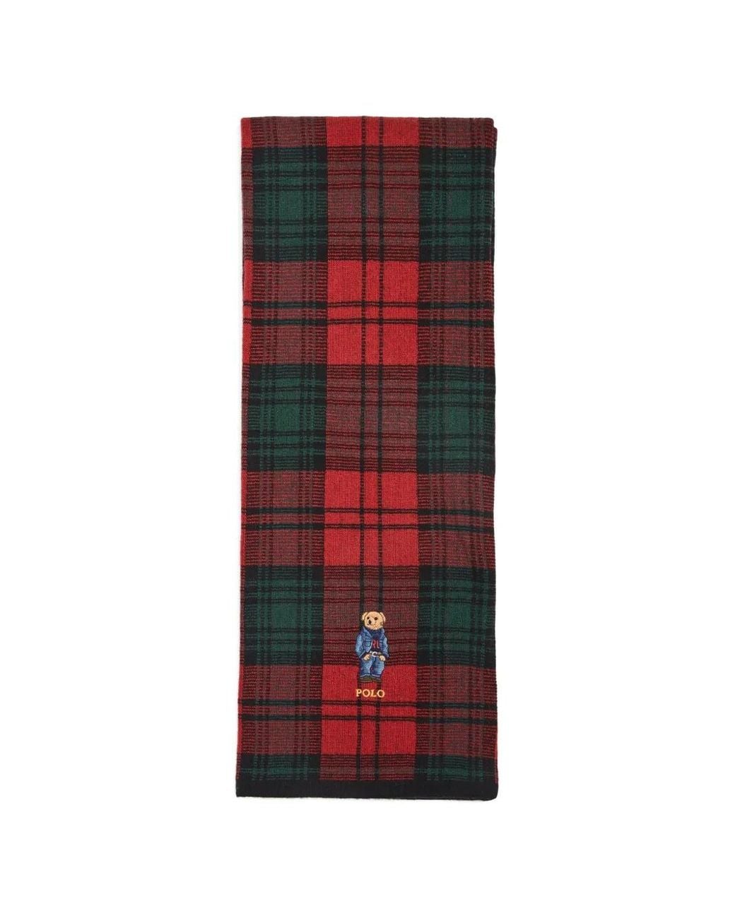 Polo Ralph Lauren Red Plaid Polo Bear Scarf for men