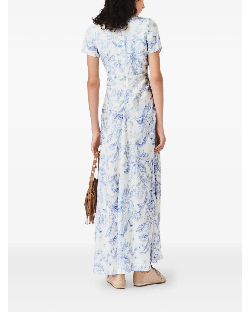 Maje Blue Flowing Patterned Maxi Dress