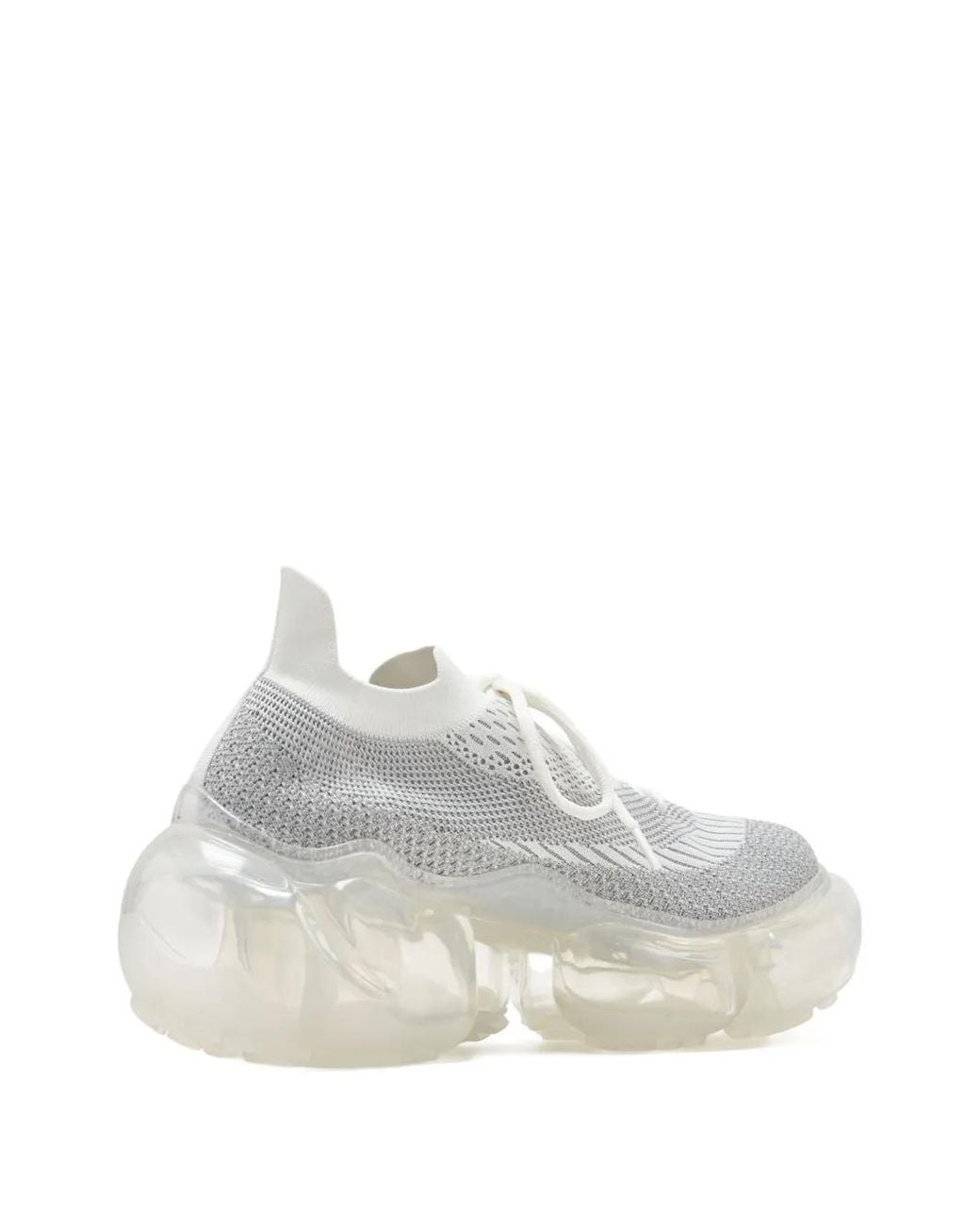 grounds White Moopie Knit-Upper Bubble Sole Sneakers