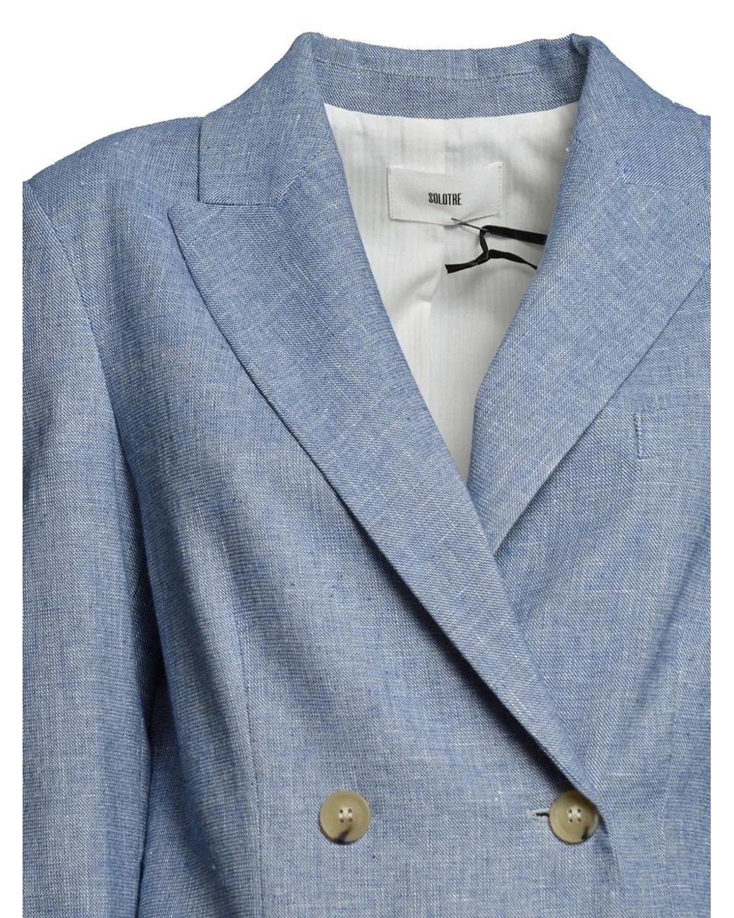 SOLOTRE Blue Double-Breasted Blazer