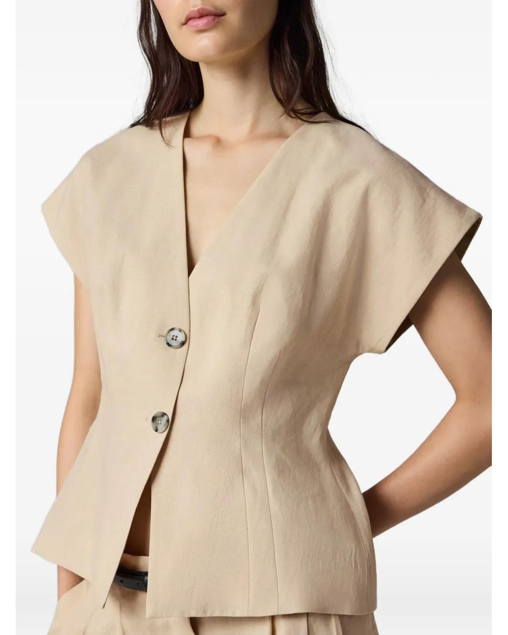 Paul Smith Natural Linen Button Top