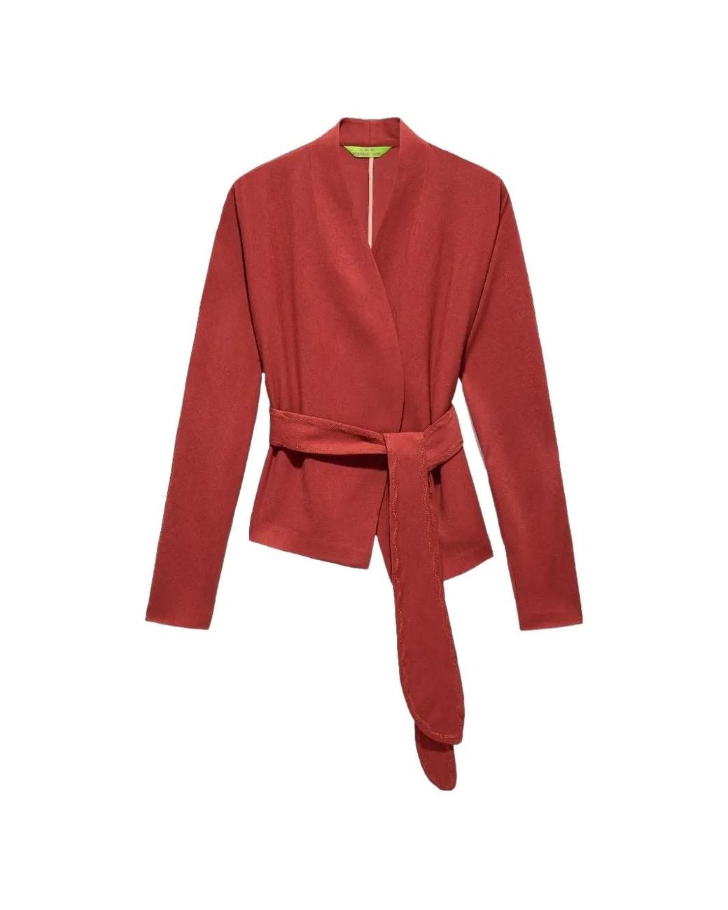Shanghai Tang Red Wrap Belted Jacket