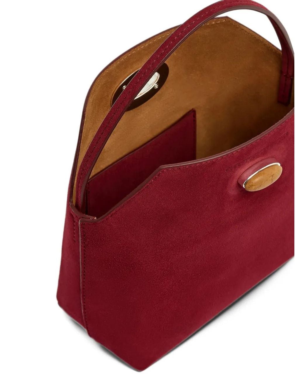 Christopher Esber Red Mini Turnlock Suede Shoulder Bag