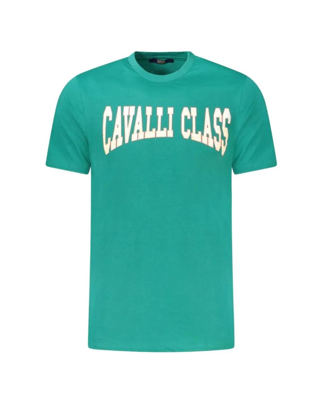 Roberto Cavalli Green Logo-Print T-Shirt for men