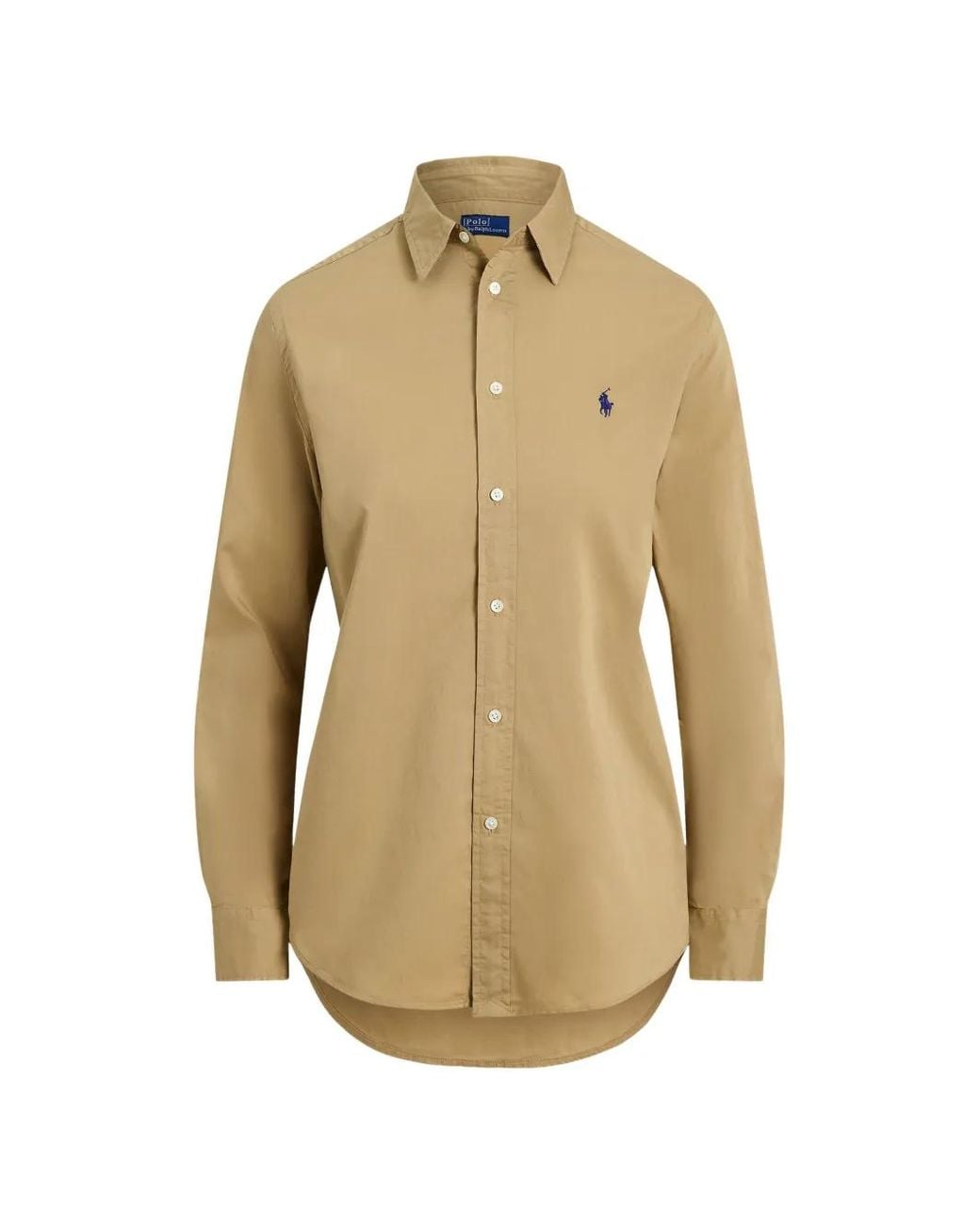 Polo Ralph Lauren Natural Logo-Embroidered Button-Down Shirt