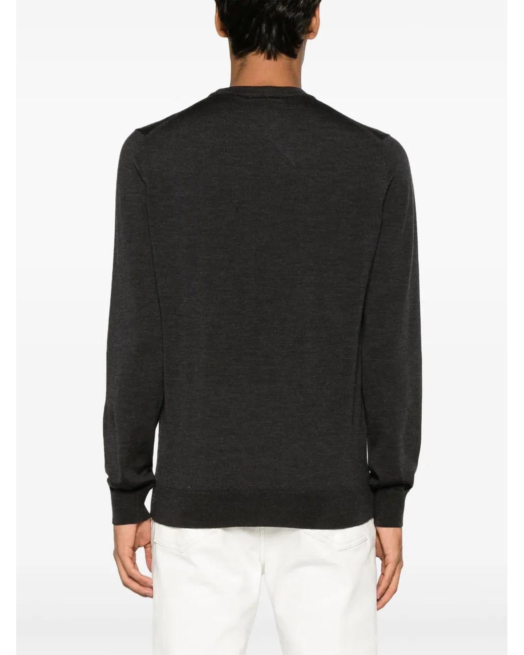Lacoste Black Logo-Patch Crew Neck Jumper for men