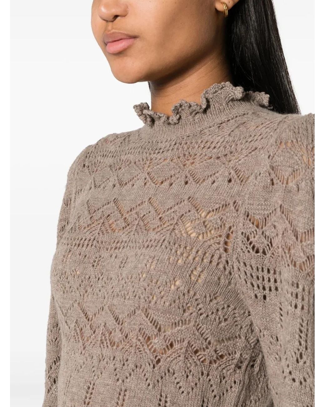 Polo Ralph Lauren Brown Pointelle-Knit Long-Sleeved Jumper