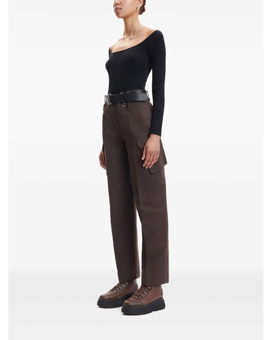Samsøe & Samsøe Black Ribbed Scoop-Neck Top